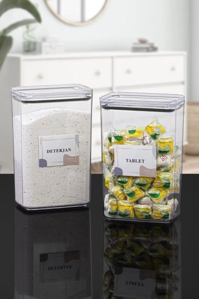 Okyanus Home Deterjan-Tablet 2 Adet Vakumlu Dikdörtgen 3.1 lt Saklama Kabı
