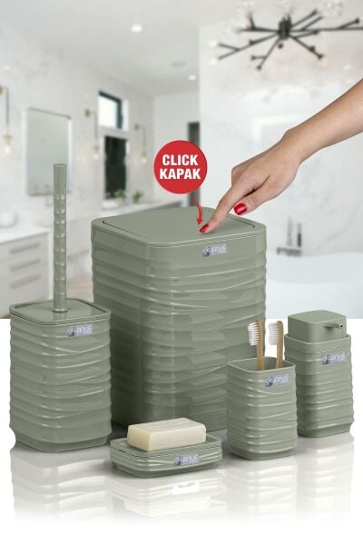Okyanus Home Luna Yeşil Kare 5'li Banyo Seti