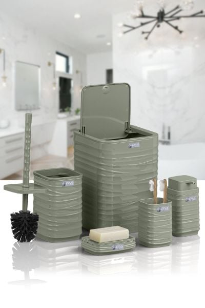 Okyanus Home Luna Yeşil Kare 5'li Banyo Seti