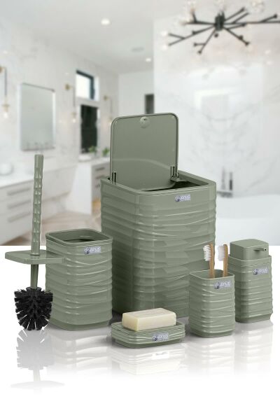 Okyanus Home Luna Yeşil Kare 5'li Banyo Seti