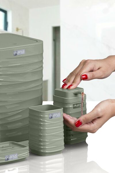 Okyanus Home Luna Yeşil Kare 5'li Banyo Seti