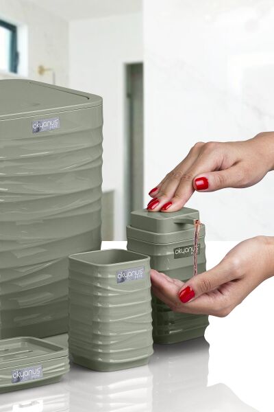 Okyanus Home Luna Yeşil Kare 5'li Banyo Seti