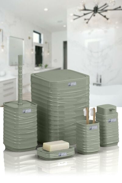 Okyanus Home Luna Yeşil Kare 5'li Banyo Seti