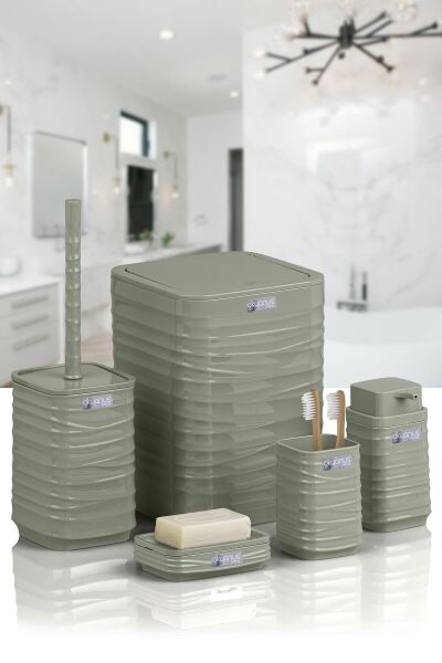 Okyanus Home Luna Yeşil Kare 5'li Banyo Seti