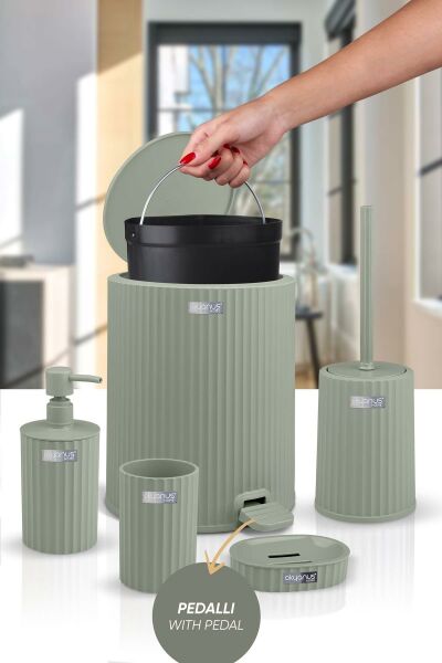 Okyanus Home Coliseum Yeşil İç Kovalı Pedallı 5'li Banyo Seti