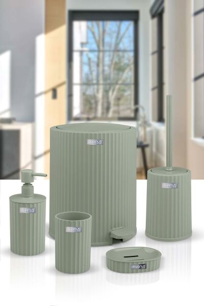 Okyanus Home Coliseum Yeşil İç Kovalı Pedallı 5'li Banyo Seti