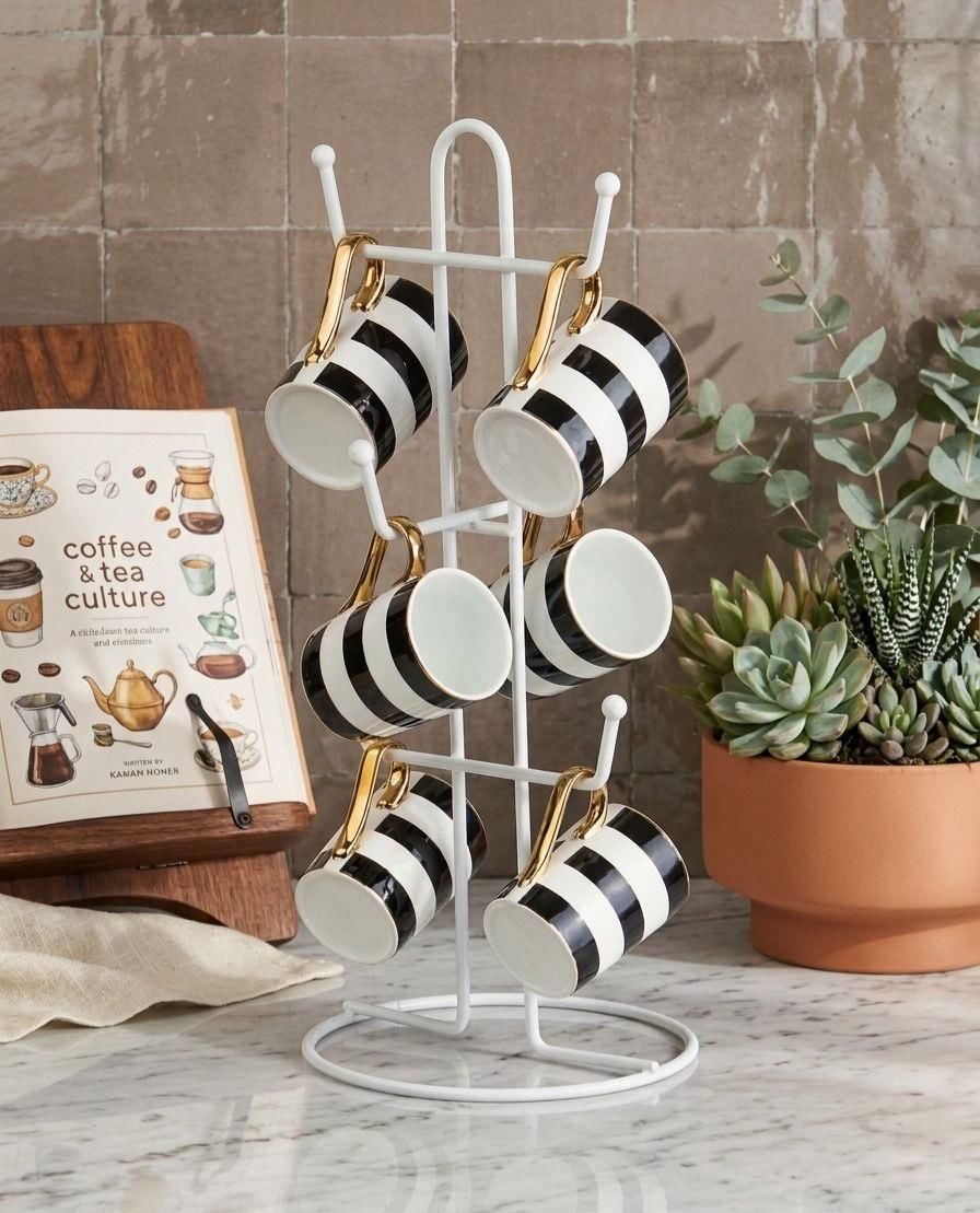 Okyanus Home Beyaz Kupa ve Fincan Askılığı