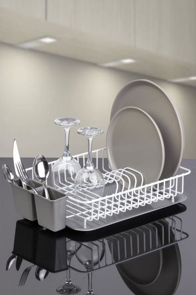 Okyanus Home Beyaz Tek Katlı Modern Tabaklık - Bulaşıklık