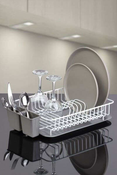 Okyanus Home Beyaz Tek Katlı Modern Tabaklık - Bulaşıklık