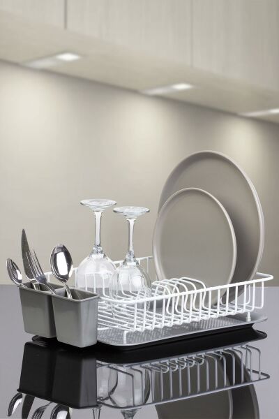 Okyanus Home Beyaz Tek Katlı Modern Tabaklık - Bulaşıklık