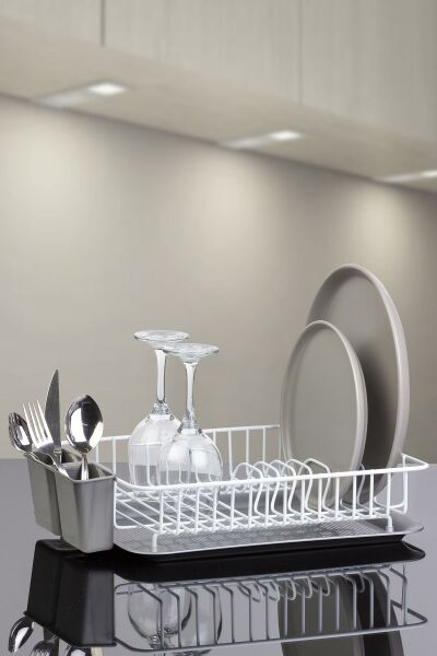 Okyanus Home Beyaz Tek Katlı Modern Tabaklık - Bulaşıklık