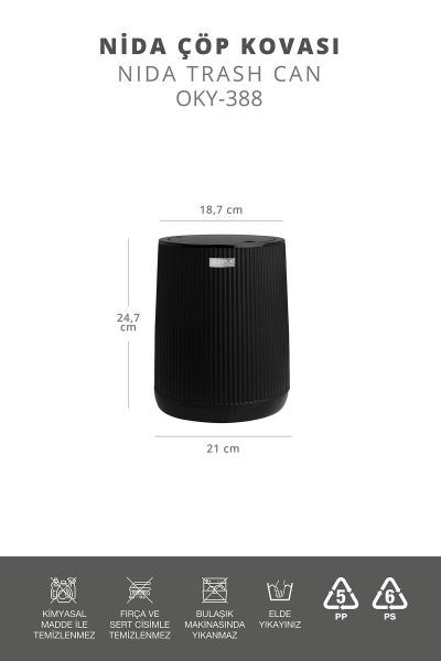 Okyanus Home Nida Siyah Çöp Kovası