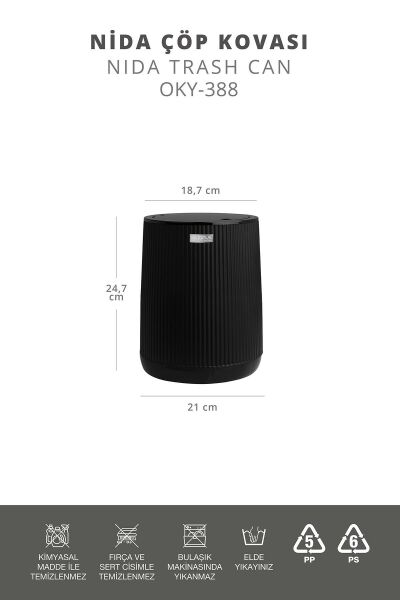 Okyanus Home Nida Siyah Çöp Kovası