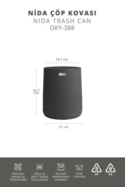 Okyanus Home Nida Antrasit Çöp Kovası