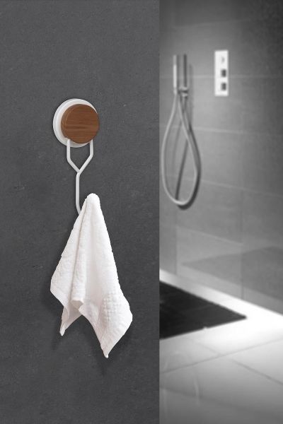 Okyanus Home Ahşap Desenli Magic Fix Sihirli Yapışkan Beyaz Tekli Askı