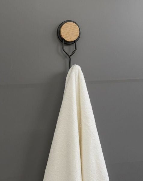 Okyanus Home Ahşap Desenli Magic Fix Sihirli Yapışkan Siyah Tekli Askı