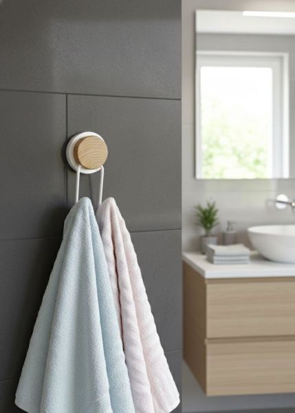 Okyanus Home Ahşap Desenli Magic Fix Sihirli Yapışkan Beyaz İkili Askı