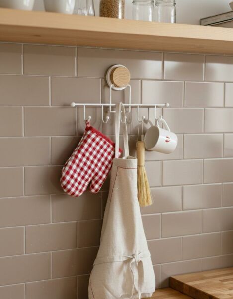 Okyanus Home Ahşap Desenli Magic Fix Sihirli Yapışkan Beyaz 5'li Askı