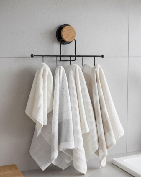 Okyanus Home Ahşap Desenli Magic Fix Sihirli Yapışkan Siyah 5'li Askı