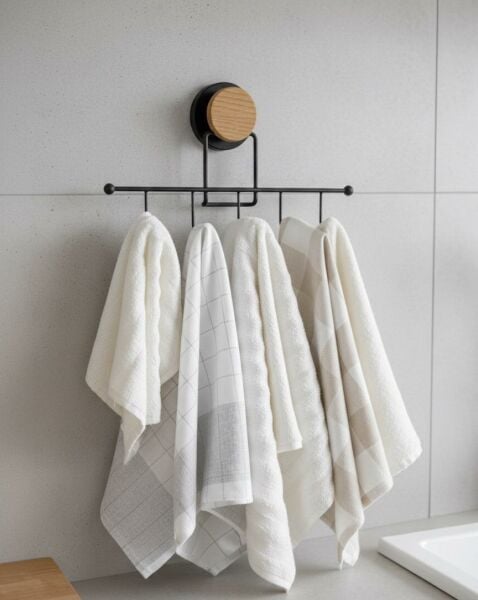 Okyanus Home Ahşap Desenli Magic Fix Sihirli Yapışkan Siyah 5'li Askı