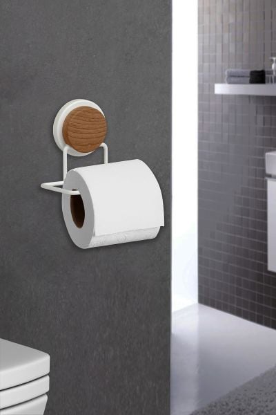 Okyanus Home Ahşap Desenli Magic Fix Sihirli Yapışkan Beyaz WC Kağıtlık