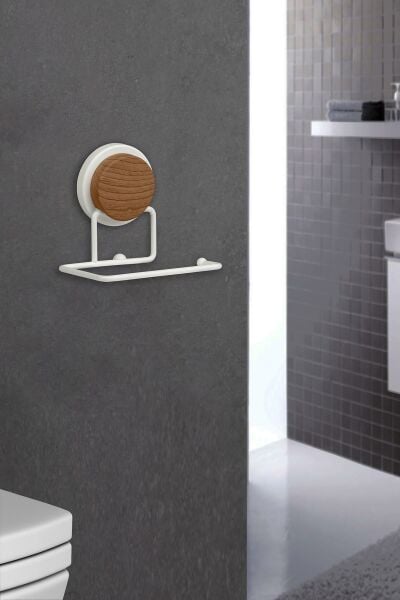 Okyanus Home Ahşap Desenli Magic Fix Sihirli Yapışkan Beyaz WC Kağıtlık