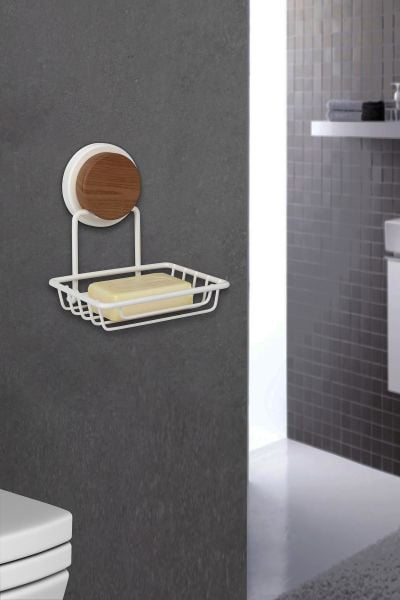 Okyanus Home Ahşap Desenli Magic Fix Sihirli Yapışkan Beyaz Kuru Sabunluk