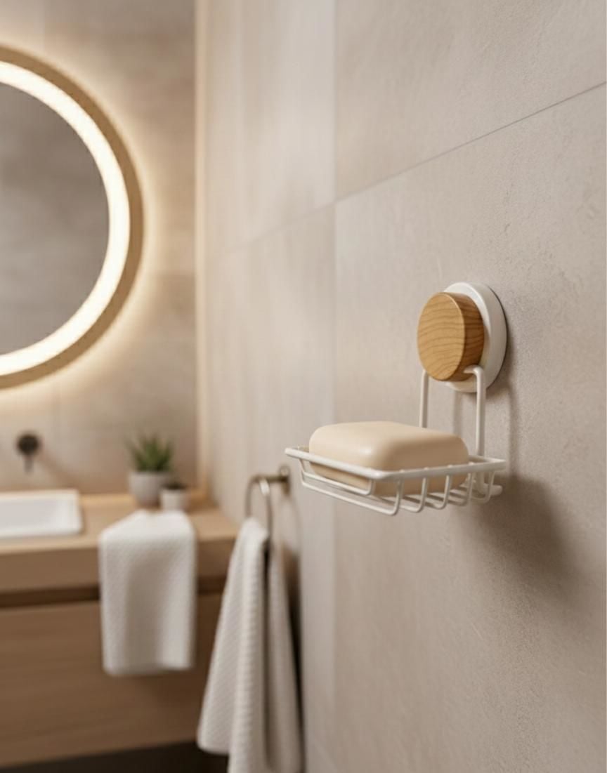 Okyanus Home Ahşap Desenli Magic Fix Sihirli Yapışkan Beyaz Kuru Sabunluk