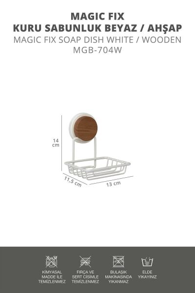 Okyanus Home Ahşap Desenli Magic Fix Sihirli Yapışkan Beyaz Kuru Sabunluk