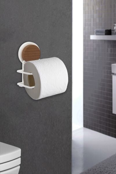 Okyanus Home Ahşap Desenli Magic Fix Sihirli Yapışkan Beyaz Lux WC Kağıtlık