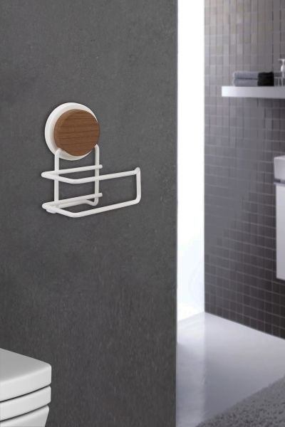 Okyanus Home Ahşap Desenli Magic Fix Sihirli Yapışkan Beyaz Lux WC Kağıtlık