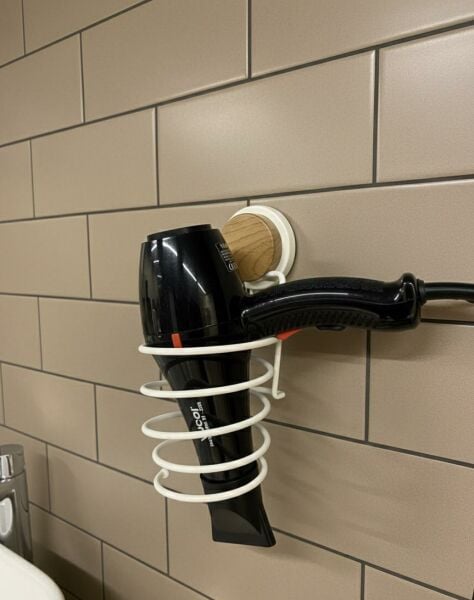 Okyanus Home Ahşap Desenli Magic Fix Sihirli Yapışkan Beyaz Saç Kurutma Makine Askısı