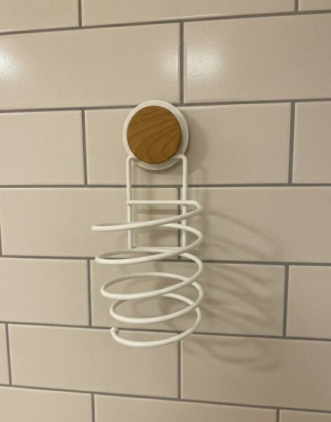 Okyanus Home Ahşap Desenli Magic Fix Sihirli Yapışkan Beyaz Saç Kurutma Makine Askısı