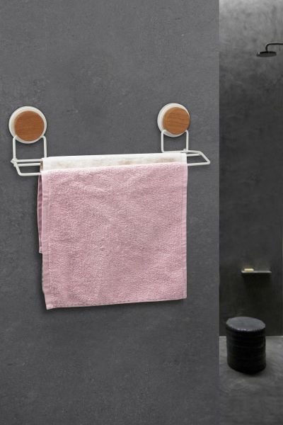 Okyanus Home Ahşap Desenli Magic Fix Sihirli Yapışkan Beyaz Uzun Havluluk
