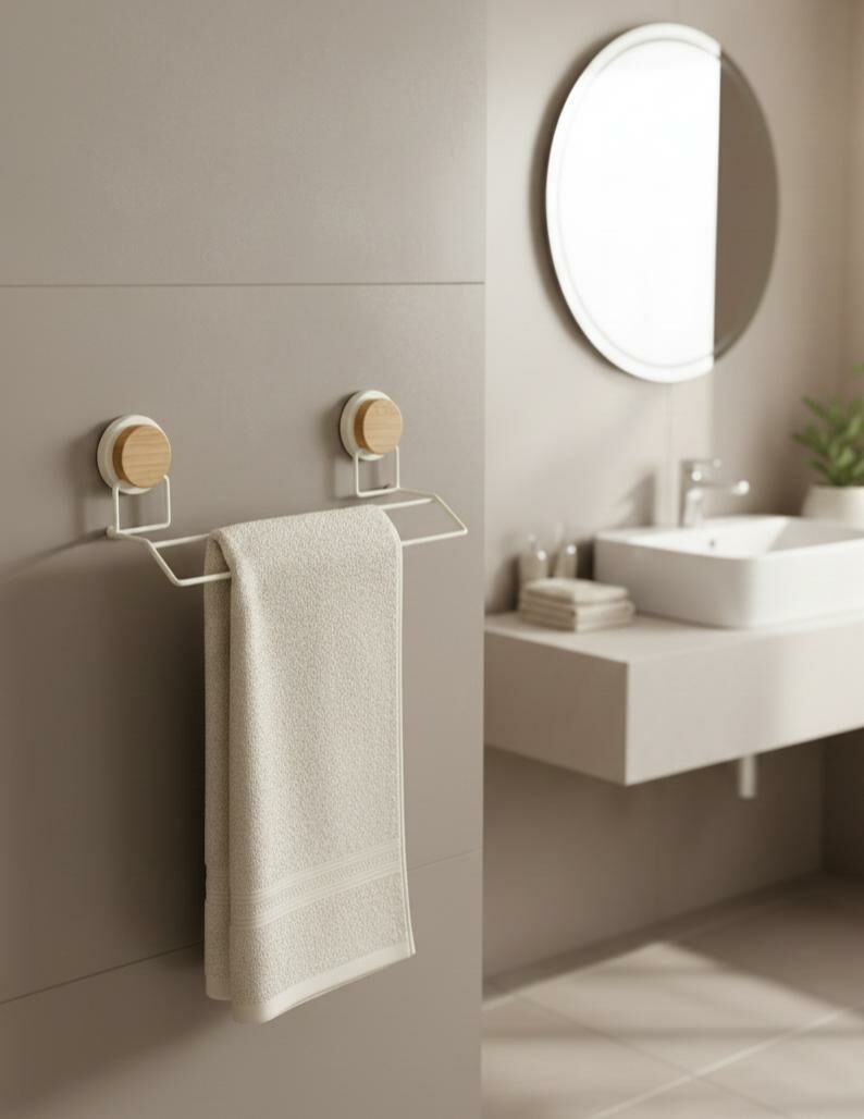 Okyanus Home Ahşap Desenli Magic Fix Sihirli Yapışkan Beyaz Uzun Havluluk