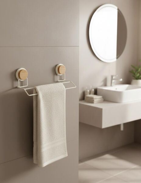 Okyanus Home Ahşap Desenli Magic Fix Sihirli Yapışkan Beyaz Uzun Havluluk