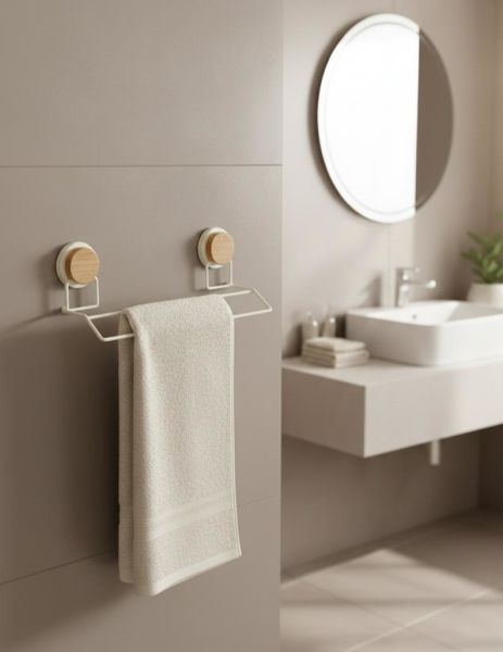 Okyanus Home Ahşap Desenli Magic Fix Sihirli Yapışkan Beyaz Uzun Havluluk