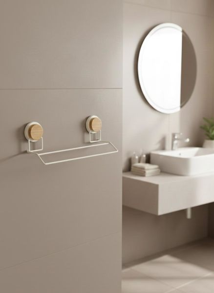 Okyanus Home Ahşap Desenli Magic Fix Sihirli Yapışkan Beyaz Uzun Havluluk