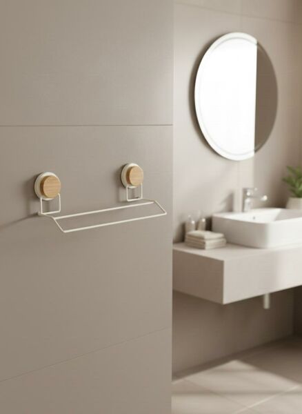 Okyanus Home Ahşap Desenli Magic Fix Sihirli Yapışkan Beyaz Uzun Havluluk