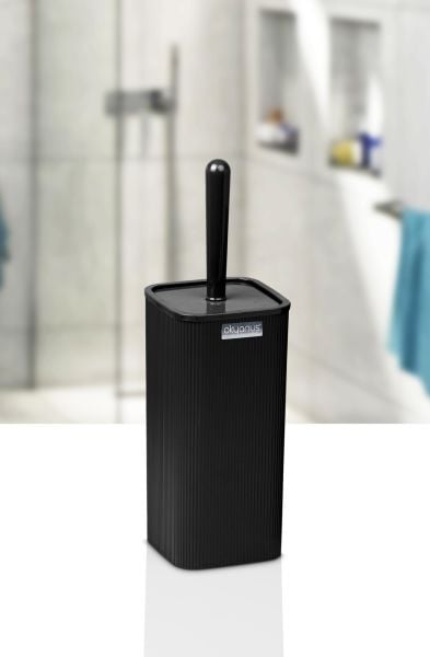 Okyanus Home Mina Siyah Çizgili Kare Wc Fırçalık