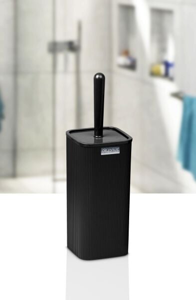 Okyanus Home Mina Siyah Çizgili Kare Wc Fırçalık