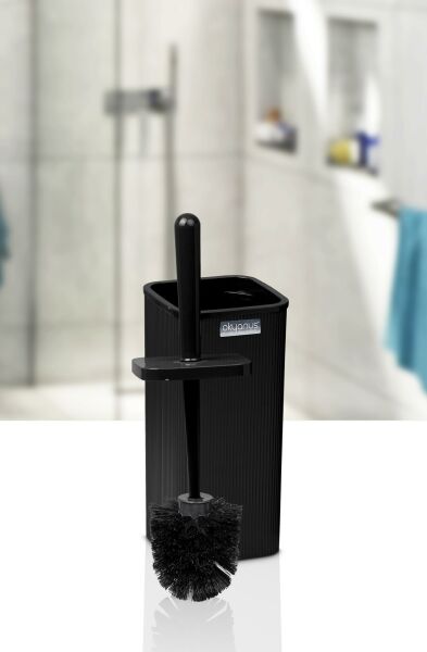 Okyanus Home Mina Siyah Çizgili Kare Wc Fırçalık