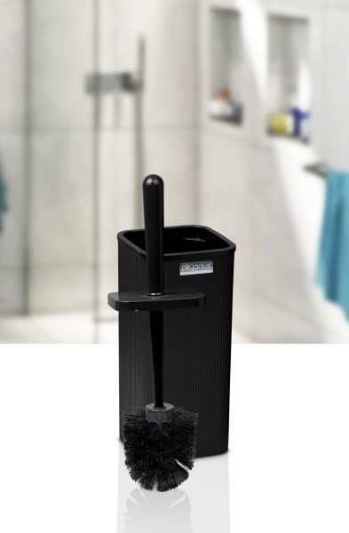 Okyanus Home Mina Siyah Çizgili Kare Wc Fırçalık
