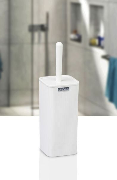 Okyanus Home Mina Beyaz Çizgili Kare Wc Fırçalık