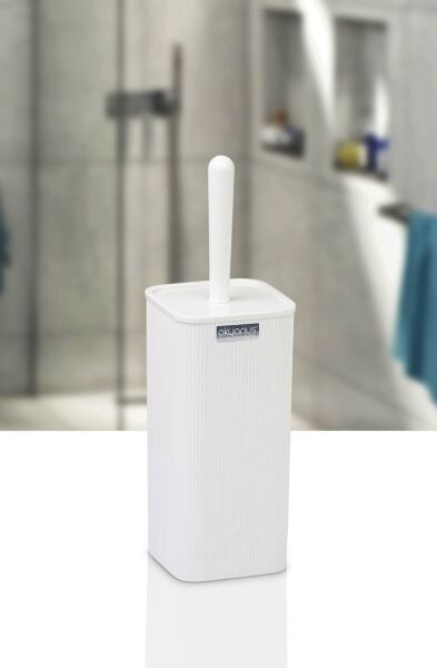 Okyanus Home Mina Beyaz Çizgili Kare Wc Fırçalık