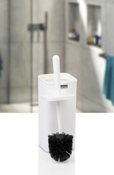 Okyanus Home Mina Beyaz Çizgili Kare Wc Fırçalık