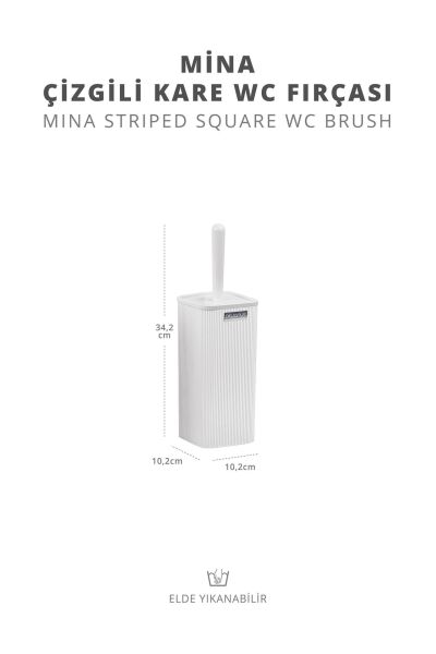 Okyanus Home Mina Beyaz Çizgili Kare Wc Fırçalık
