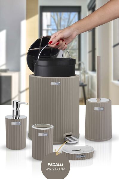 Okyanus Home Coliseum Vizon Kromlu İç Kovalı Pedallı 5'li Banyo Seti