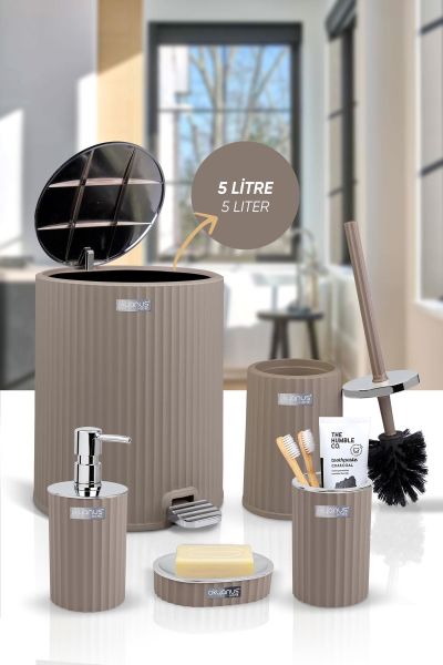 Okyanus Home Coliseum Vizon Kromlu İç Kovalı Pedallı 5'li Banyo Seti