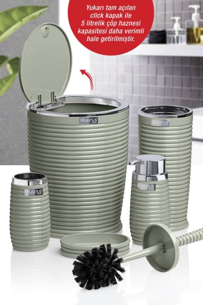 Okyanus Home Yeşil Kromlu Elegans 5'li Banyo Seti